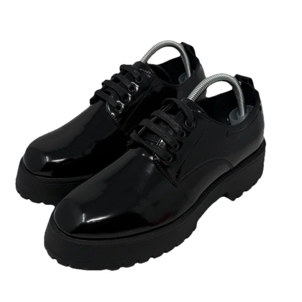 Patent Leather Chunky Oxford Women's Black Platform Lace-Up Asos Design Shoes 10
